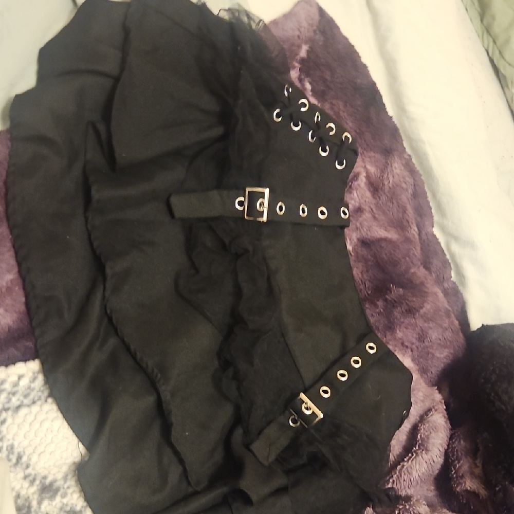 Hot Topic Black Mini Skirt with Buckle Detail